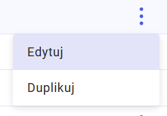 Menu kontekstowe na liście zadań