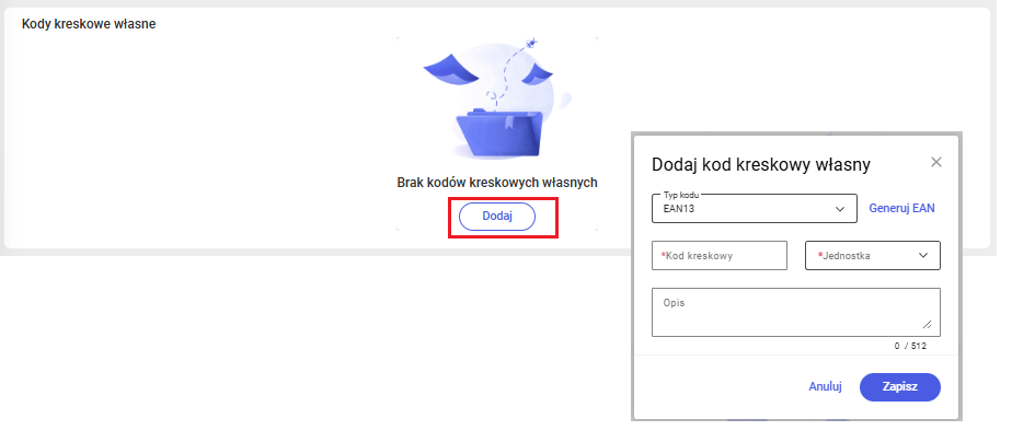 Definiowanie kodu kreskowego własnego