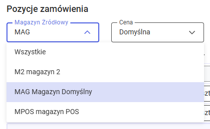 Zmiana magazynu na zamówieniu