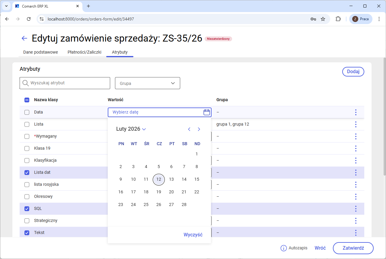 Edycja wartości atrybutu