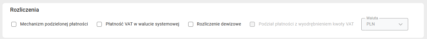 Parametry rozliczeń z kontrahentem