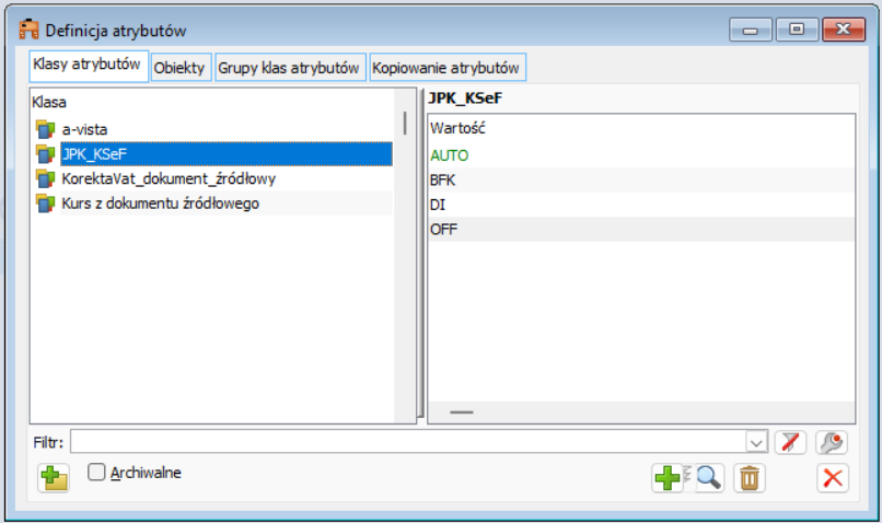 Definicja atrybutów