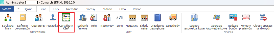 Dostęp do listy certyfikatów KSeF w module Administrator