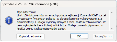 Blokada – pakiet KSeF wykorzystany w całości, okres karencji upłynął