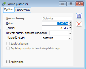 Forma płatności.