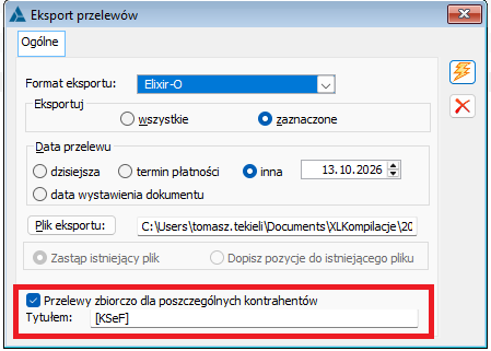 Identyfikator KSeF w tytule przelewu