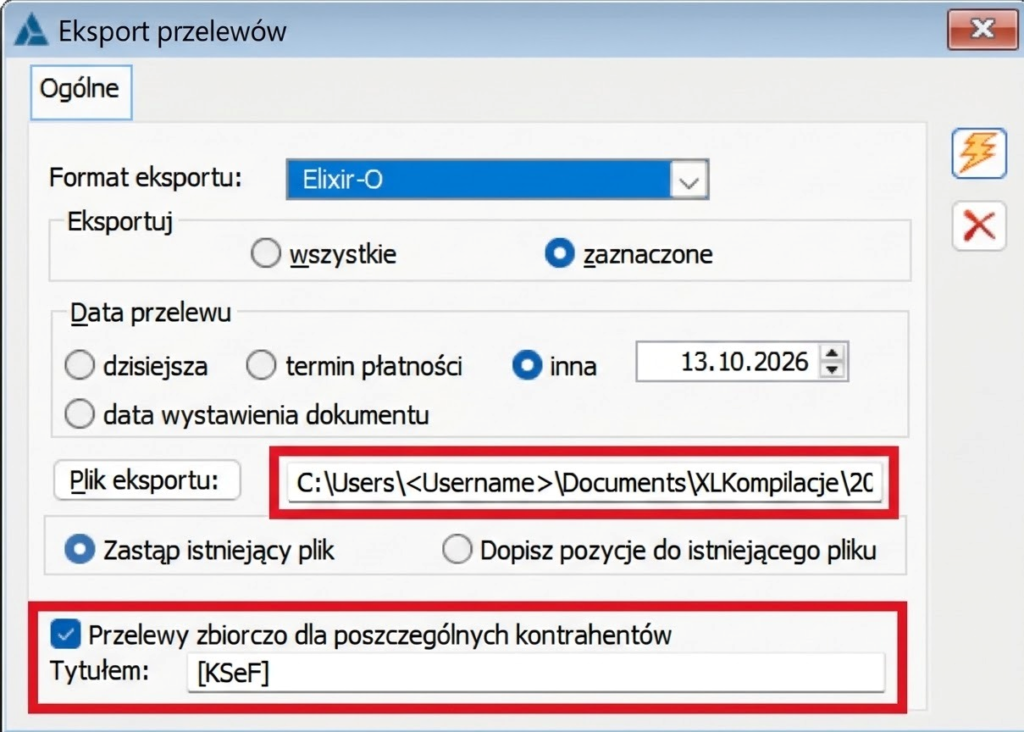 Identyfikator KSeF w tytule przelewu