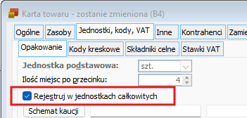 Ustawienie parametru na karcie towaru