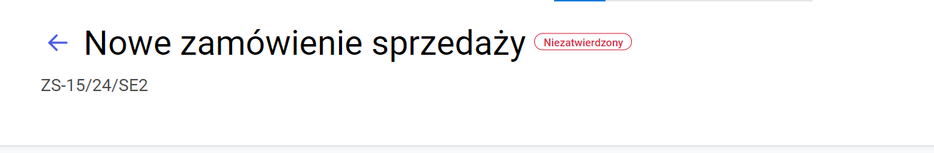 Nagłówek zamówienia sprzedaży