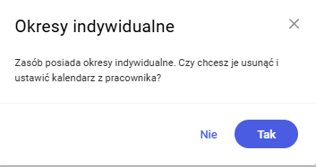 Komunikat o usunięciu okresów indywidualnych