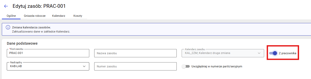 Przełącznik Z pracownika