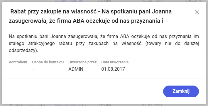 Podgląd notatki z konwersacji