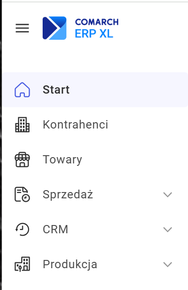 Menu boczne programu