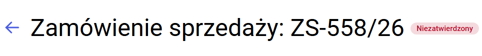 Nagłówek zamówienia po wyborze kontrahenta
