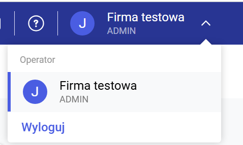 Okno operatora w górnym pasku