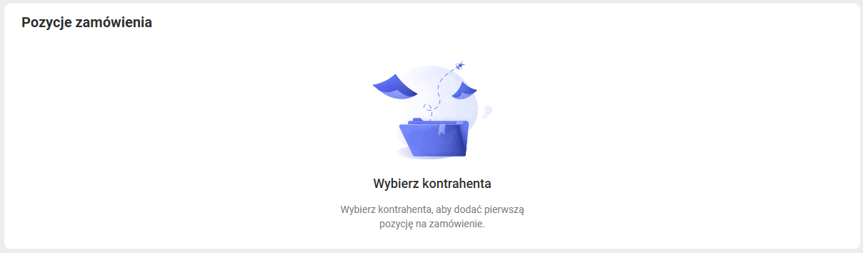 Pozycje zamówienia przed wyborem kontrahenta