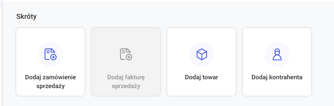 Sekcja Skróty na ekranie startowym