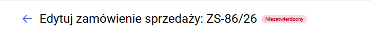 Tytuł formularza zamówienia w trybie edycji