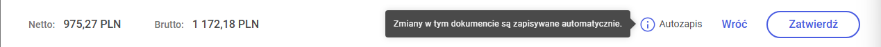 Informacja o autozapisie w stopce formularza