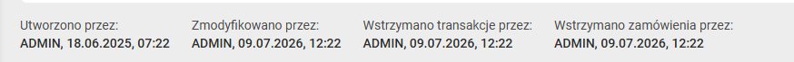 Informacje o obiekcie na dole karty kontrahenta