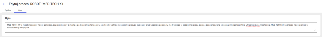 Edycja opisu procesu