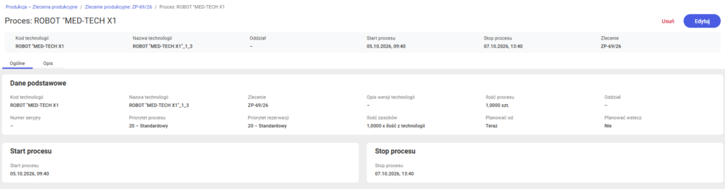 Podgląd okna procesu