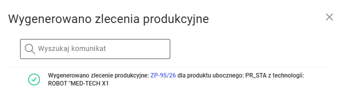 Szczegóły dotyczące wygenerowanego zlecenia
