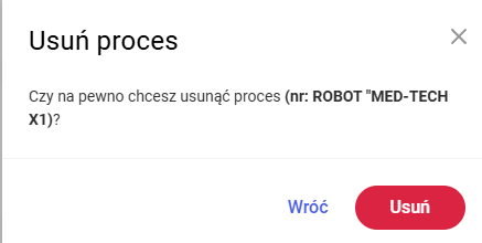 Komunikat potwierdzający wykonanie akcji