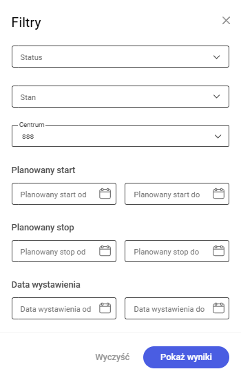Filtry dla liście nadzleceń
