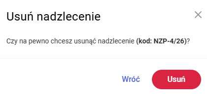 Komunikat potwierdzający akcję